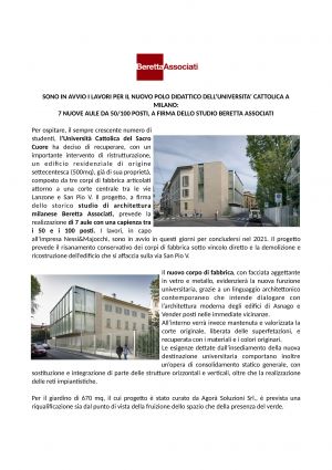 Nuovo polo didattico dell&#039;università Cattolica a Milano
