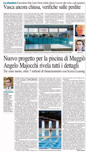 NEW PROJECT FOR THE POOL IN MUGGIÒ - ANGELO MAJOCCHI REVEALS ALL THE DETAILS